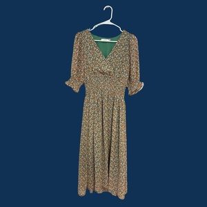 Green Floral Midi Dress